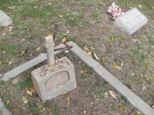 Concrete Marker Metal Cross No Name