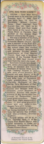 Opal May, Perry Everett